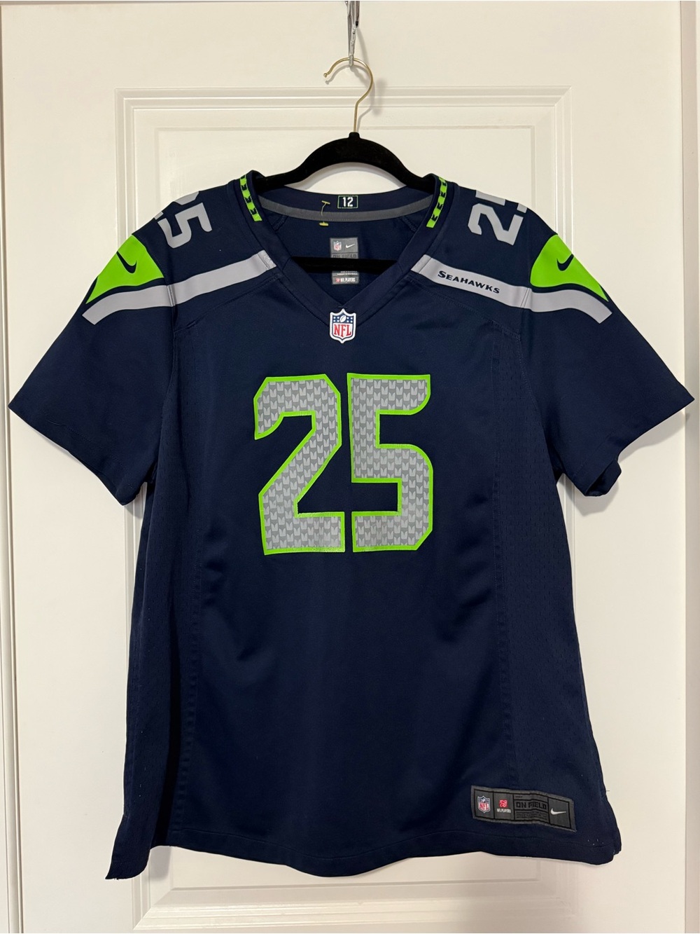 Seattle Seahawks Sherman Navy & Neon Green #25 Football Jersey